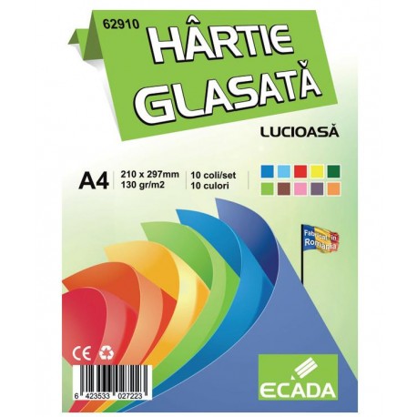 Hartie glasata lucioasa A4, 10 buc./set, Ecada