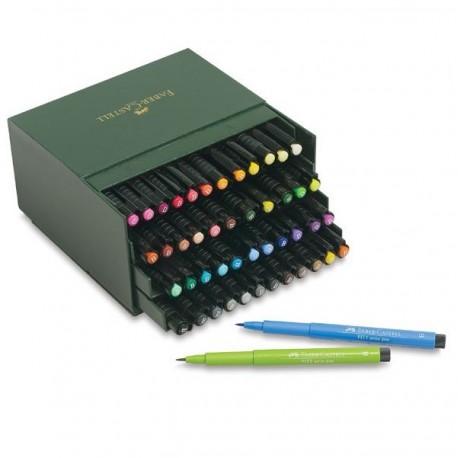 Set 48 markere cu varf pensula Faber-Castell Pitt Artist Pen Brush Studio