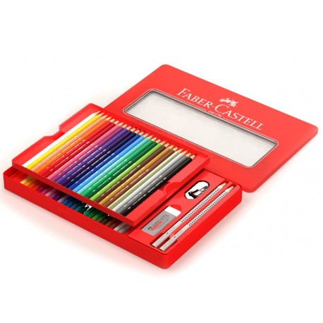 Creioane color Faber-Castell 48 culori + 4 accesorii cutie metal