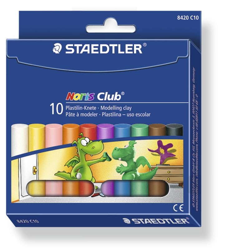 Plastilina 10 culori, 210g, Staedtler Noris