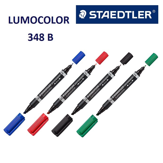 Marker permanent Lumocolor cu doua varfuri B-F Staedtler 348 albastru