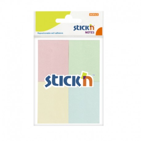 Notes adeziv 38x51 mm, 4x50 file/set, Stick'n - 4 culori pastel