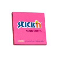 Notes adeziv 76x76 mm, 100 file, Stick'n - culori neon