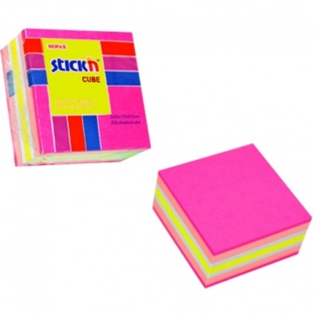Notes adeziv cub color, 51x51 mm, 250 file, Stick'n