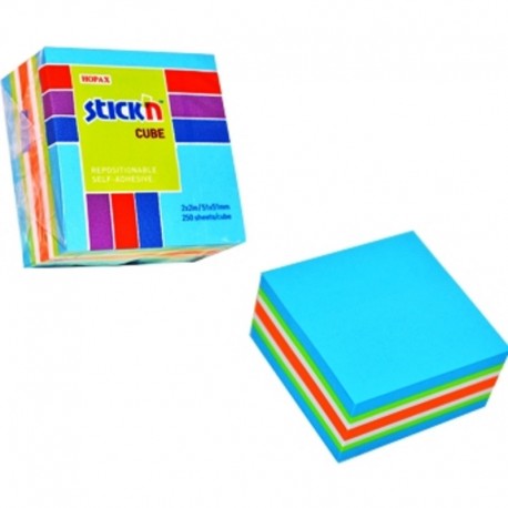 Notes adeziv cub color, 51x51 mm, 250 file, Stick'n