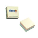 Notes adeziv cub color, 76x76 mm, 400 file, Stick'n - 4 culori pastel