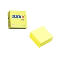 Notes adeziv cub color, 76x76 mm, 400 file, Stick'n - galben neon
