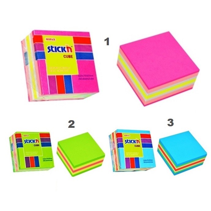 Notes adeziv cub color, 51x51 mm, 250 file, Stick\'n model-2