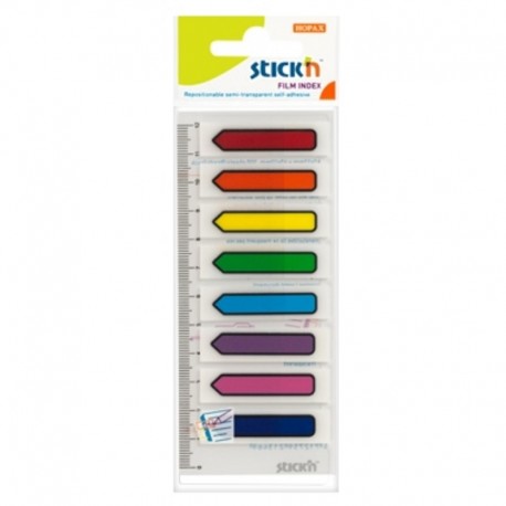 Stick index plastic color 45 x 12 mm, 8 x 15 buc/set, - 8 culori neon