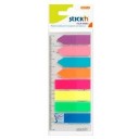 Stick index plastic transparent color 45 x 12 mm, 8 x 25 buc/set + index sageata, - 8 culori neon