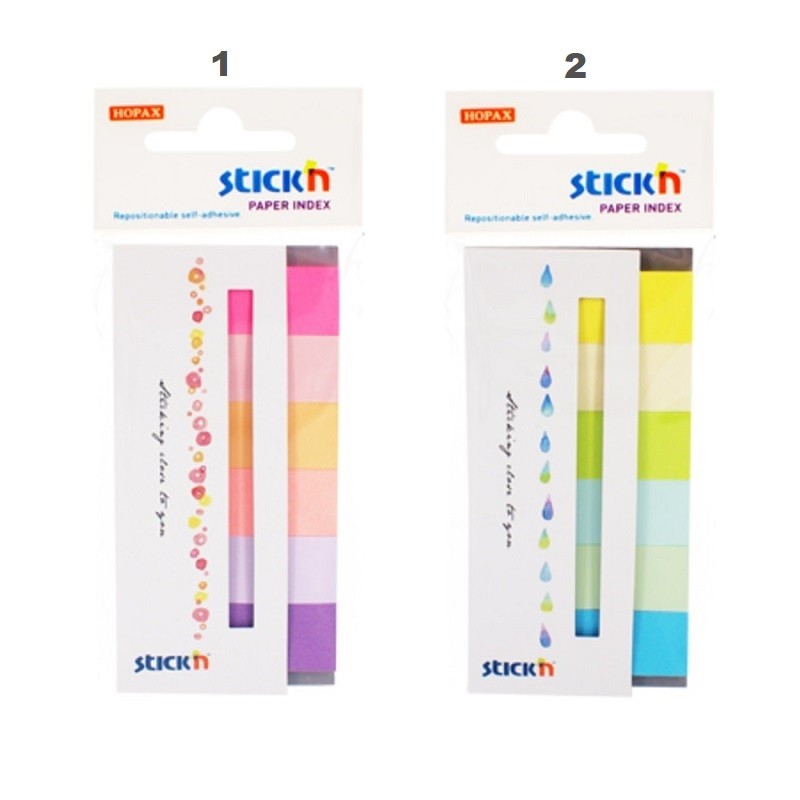 Stick index hartie color 45 x 15 mm, 6 x 30 buc/set, - 6 culori model-1