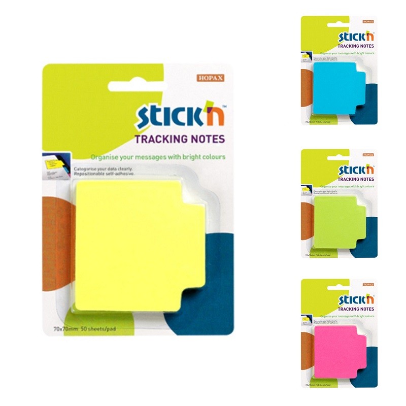 Tracking notes 70 x 70 mm, 50 file/set, Stick\'n - culori neon roz