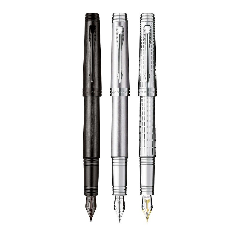 Stilou Parker Premier gravat Black/Titanium/Silver, penita aur titaniu