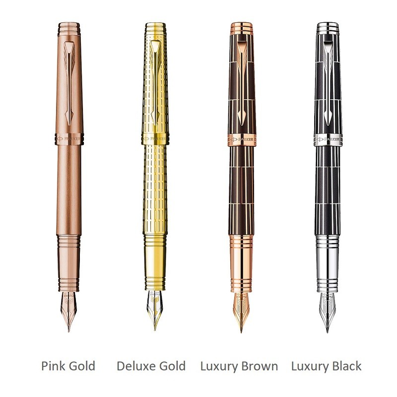 Stilou Parker Premier gravat auriu, Luxury Brown/black, penita aur pink-gold