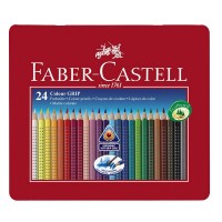 Creioane colorate Faber-Castell Grip set 24 culori cutie metal