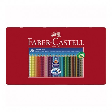 Creioane color Faber-Castell Grip set 24 culori cutie metal