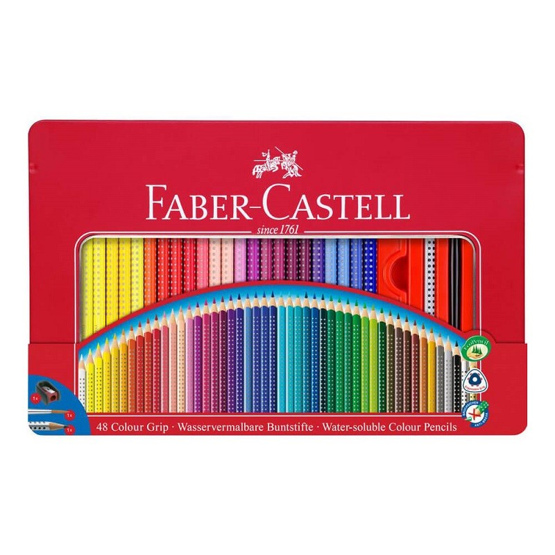 Creioane color Faber-Castell Grip set 48 culori cutie metal