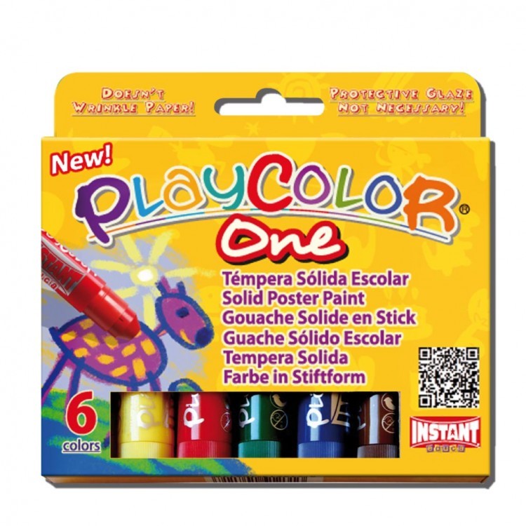 Tempera solida 6 culori Playcolor One, Instant