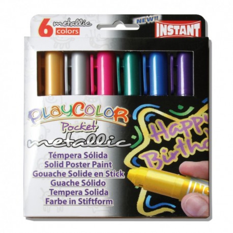 Tempera solida 6 culori Playcolor Pocket, Instant