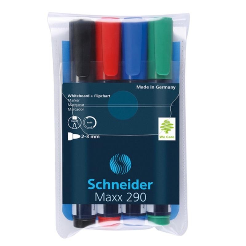 Marker flipchart+whiteboard Schneider Maxx 290 set 4 culori