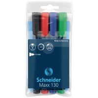 Marker permanent Schneider Maxx 130 set 4 culori, varf rotund 1-3mm