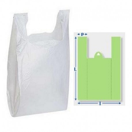 Sacosi albe tip maieu 30 x 55 cm, HDPE, 50 buc./set