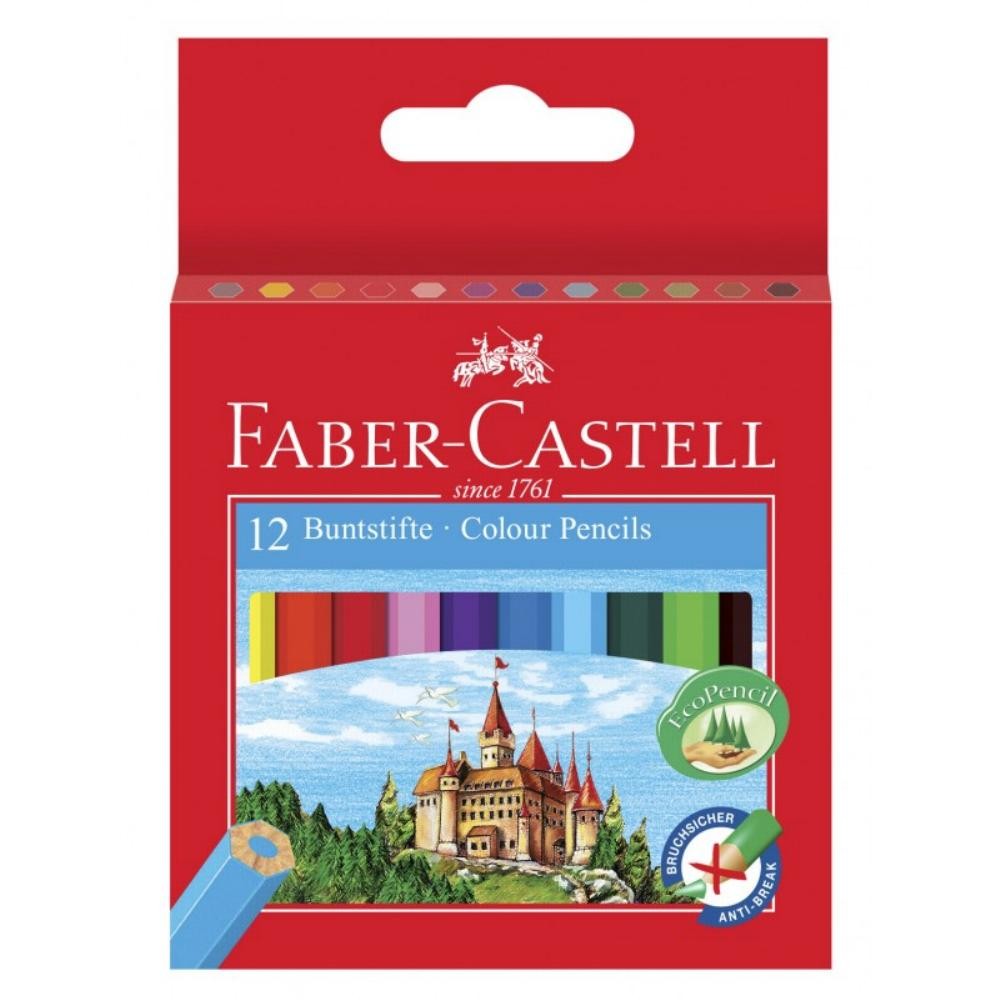 Creioane color Faber-Castell 12 culori scurte (lungime 1/2)