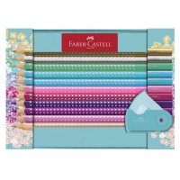Set cadou 20 creioane colorate Faber-Castell Sparkle + ascutitoare Sleeve