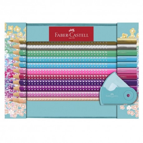 Set cadou 20 creioane color Faber-Castell Sparkle + ascutitoare Sleeve