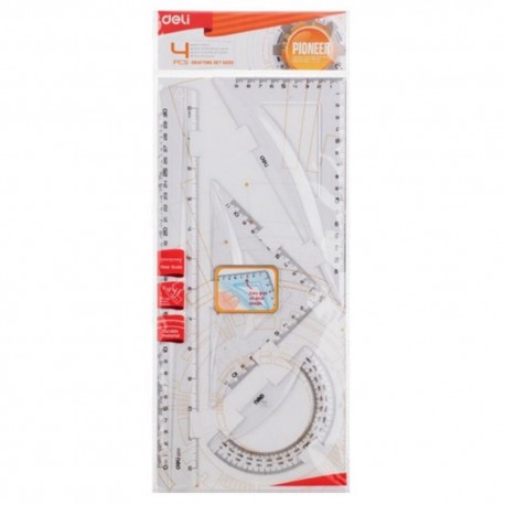 Set geometrie cu rigla 30cm Deli