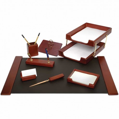 Set de birou lux din lemn stejar, 8 piese, FORPUS