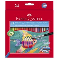 Creioane colorate acuarela Faber-Castell 24 culori + pensula