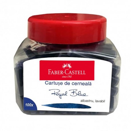 Set 100 rezerve cerneala albastra Faber-Castell