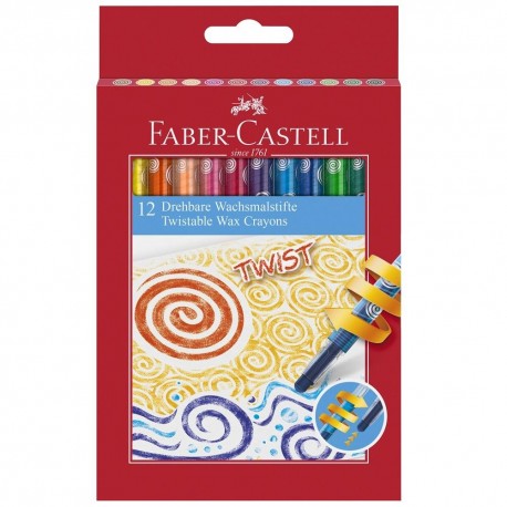 Creioane colorate cerate Jumbo Faber-Castell 12 culori, cutie plastic