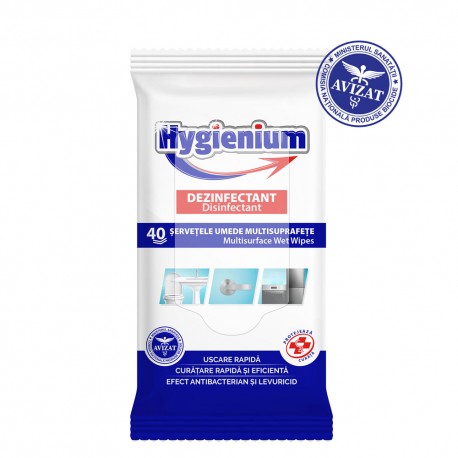 Servetele umede multisuprafete dezinfectante Hygienium, 40 buc./set