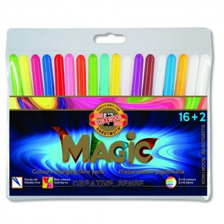 Carioca Magic set 16 culori + 2 care schimba culoarea, Koh-I-Noor