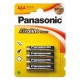 Baterie alcalina AAA (R3), set 4 bucati, Panasonic