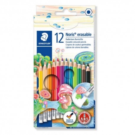 Creioane color Staedtler 12 culori cu radiera Noris