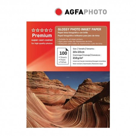 Hartie foto inkjet lucioasa AGFA Premium, 10x15cm, 210 g/mp, 100 coli/top