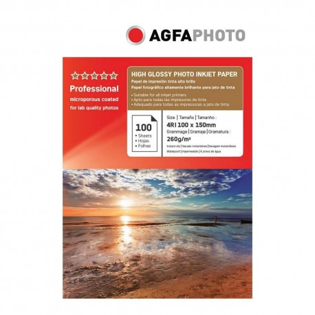 Hartie foto inkjet superlucioasa AGFA Professional, 10x15cm, 260 g/mp, 100 coli/top