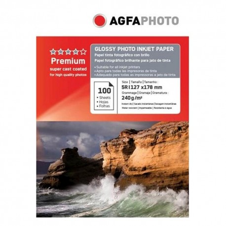 Hartie foto inkjet lucioasa AGFA Premium, 13x18cm, 240 g/mp, 100 coli/top
