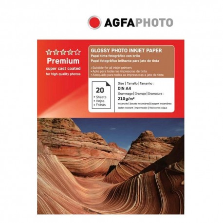 Hartie foto inkjet lucioasa AGFA Premium, A4, 210 g/mp, 20 coli/top