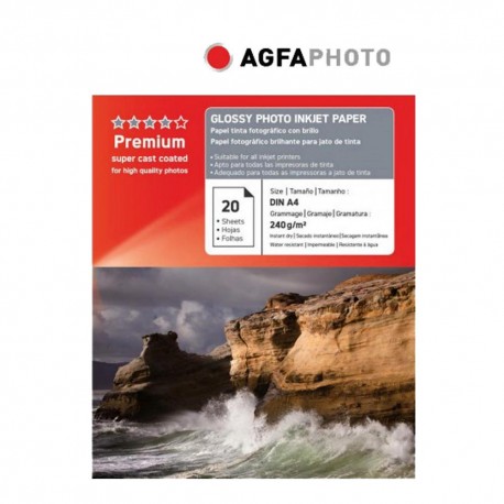 Hartie foto inkjet lucioasa AGFA Premium, A4, 240 g/mp, 20 coli/top