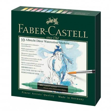 Set 10 markere acuarela, 2 capete, Faber-Castell Albrecht Durer