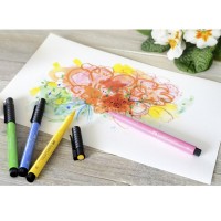 Set 12 markere pastel cu varf pensula Faber-Castell Pitt Artist Pen