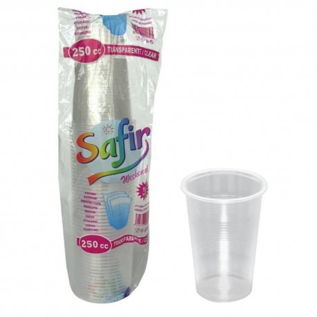 Pahare plastic transparent 250 ml, 50 buc./set