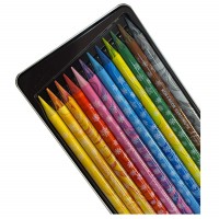 Creioane colorate multicolor fara lemn Koh-I-Noor Magic 3 in 1 Progresso, 12 buc./set, cutie metal