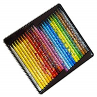 Creioane colorate multicolor fara lemn Koh-I-Noor Magic 3 in 1 Progresso, 24 buc./set, cutie metal