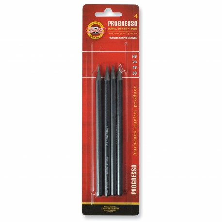Set 4 creioane fara lemn Koh-I-Noor Progresso HB, 2B, 4B, 6B