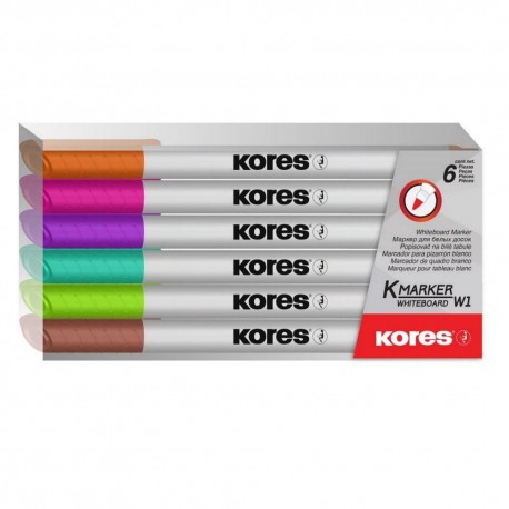 Marker whiteboard Kores Slim set 6 culori
